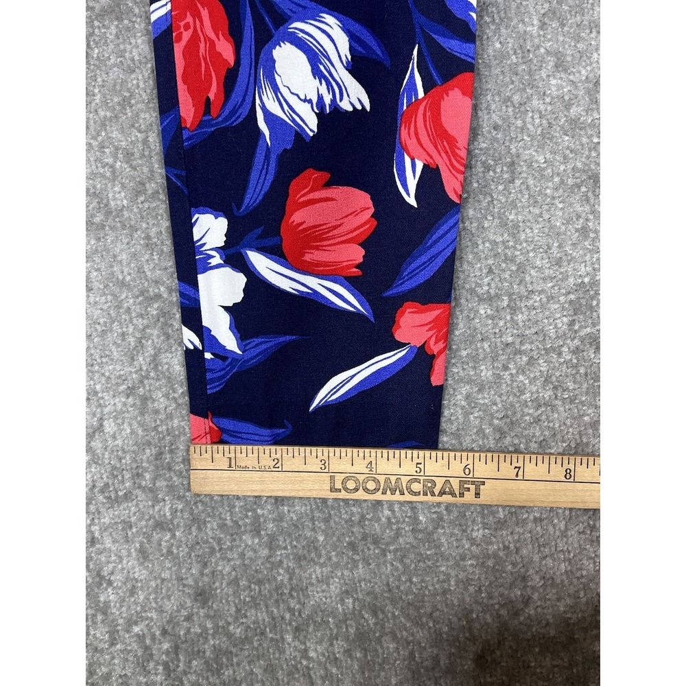 Old Navy Pixie Ankle Pants Womens Size 2 Blue Red Floral Stretch Pockets - Picture 9 of 9